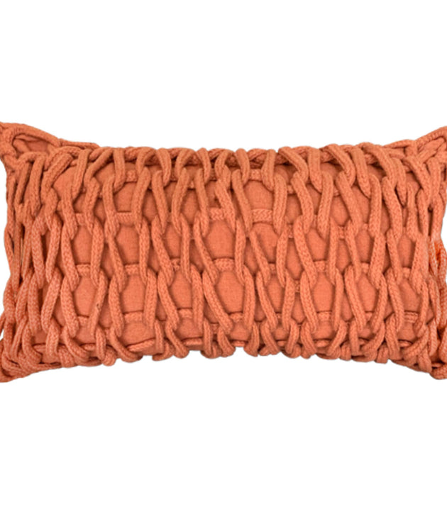 Capa de Almofada Ponto Crochê Reciclado Telha: Conforto Artesanal Sustentável para Seu Lar