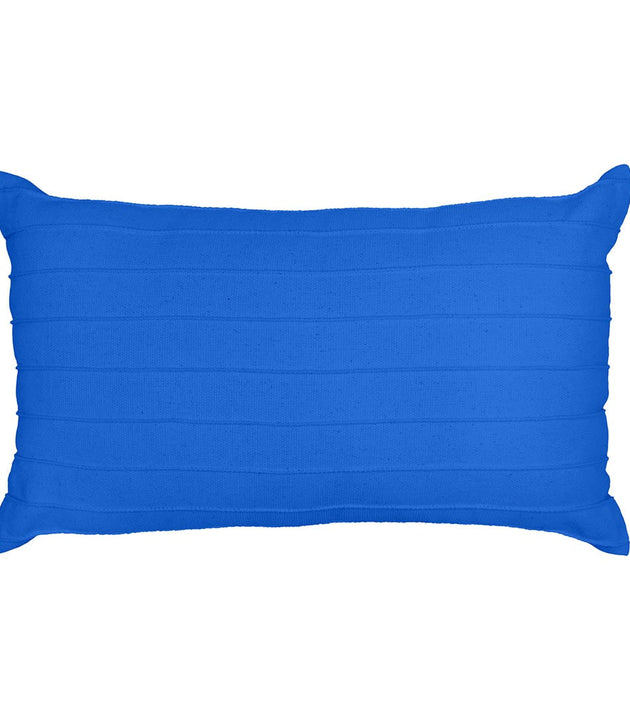 Capa de Almofada Retangular Drapeada Ecológica Algodão Reciclado Zíper Azul Vibrante