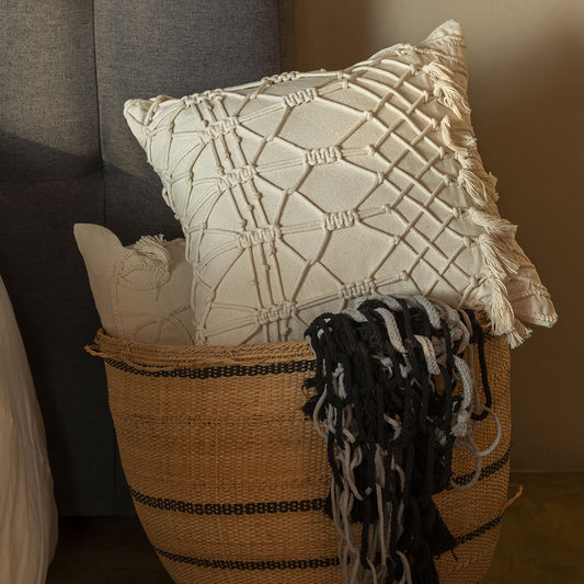 Capa de Almofada Decorativa Artesanal Macramê Elegante para Conforto e Estilo Boho