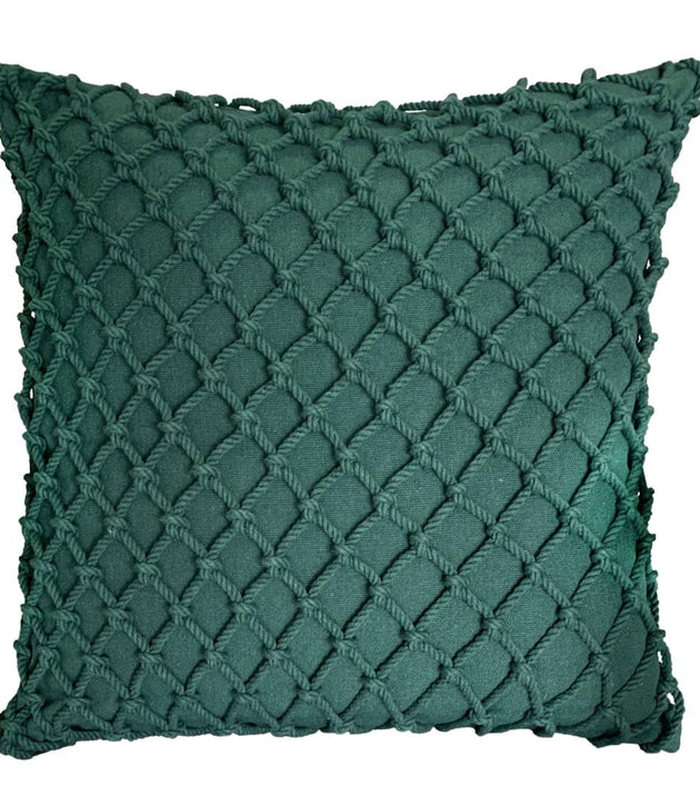 Capa de Almofada Macramê Artesanal Verde: Algodão, Textura e Charme para Decorar