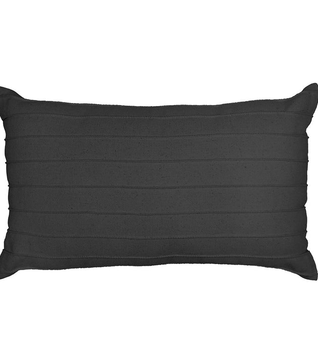 Capa de Almofada Retangular Drapeada Preta Ecológica para Decoração de Casa