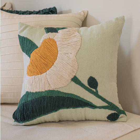 Capa de Almofada Decorativa Matcha: Algodão PET Sustentável, Design Orgânico 50x50cm