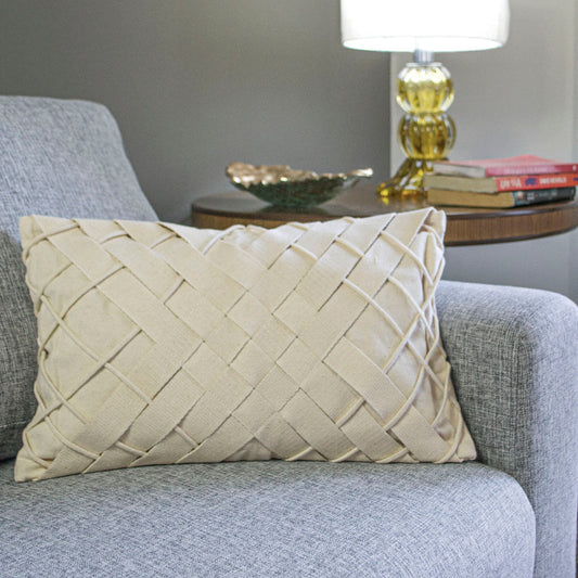Capa de Almofada Algodão Trançado Diagonal: Elegância Artesanal para Decoração de Luxo