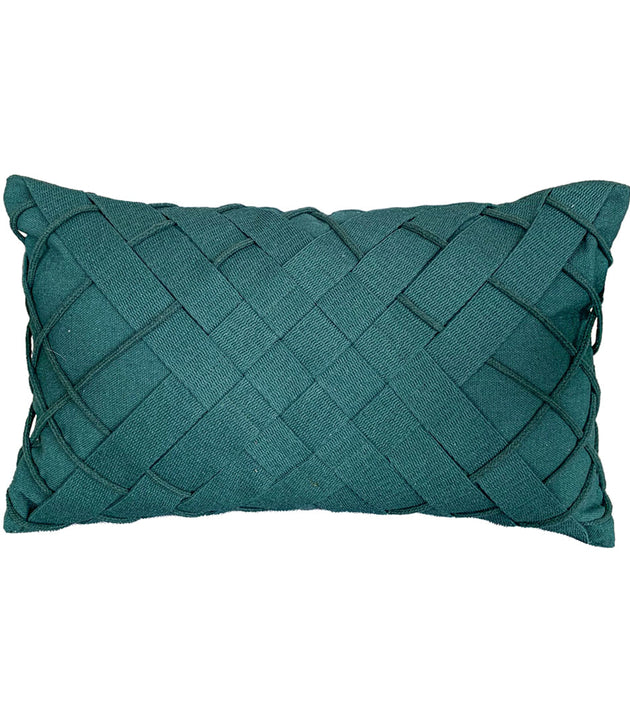 Capa de Almofada Trançê Diagonal Verde Retangular: Conforto Artesanal Sustentável para Decoração Elegante