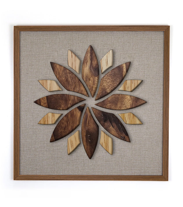 Quadro Artesanal Flor de Lótus Alto Relevo Decorativo para Casa Tukã