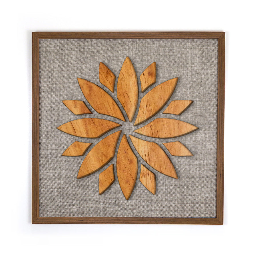 Quadro Artesanal Flor de Lótus Alto Relevo Decorativo para Casa Tukã