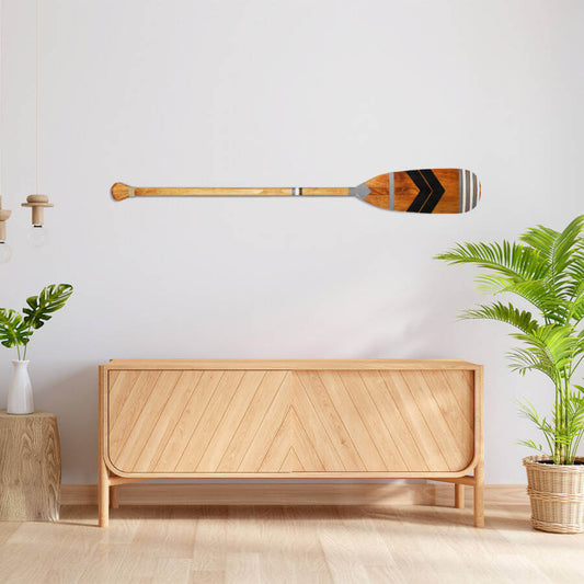 Remo Decorativo Artesanal Tribal Madeira Natural - Pintura Exclusiva 06 para Parede