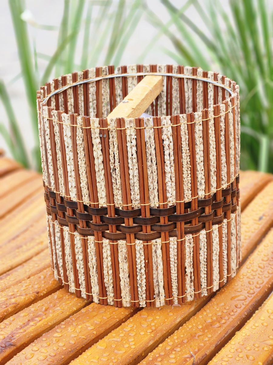 Luminária Tubo Fibras Naturais