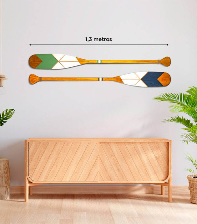 Kit 2 Remos Canadenses Decorativos Artesanais Madeira Pinturas C2 e C3