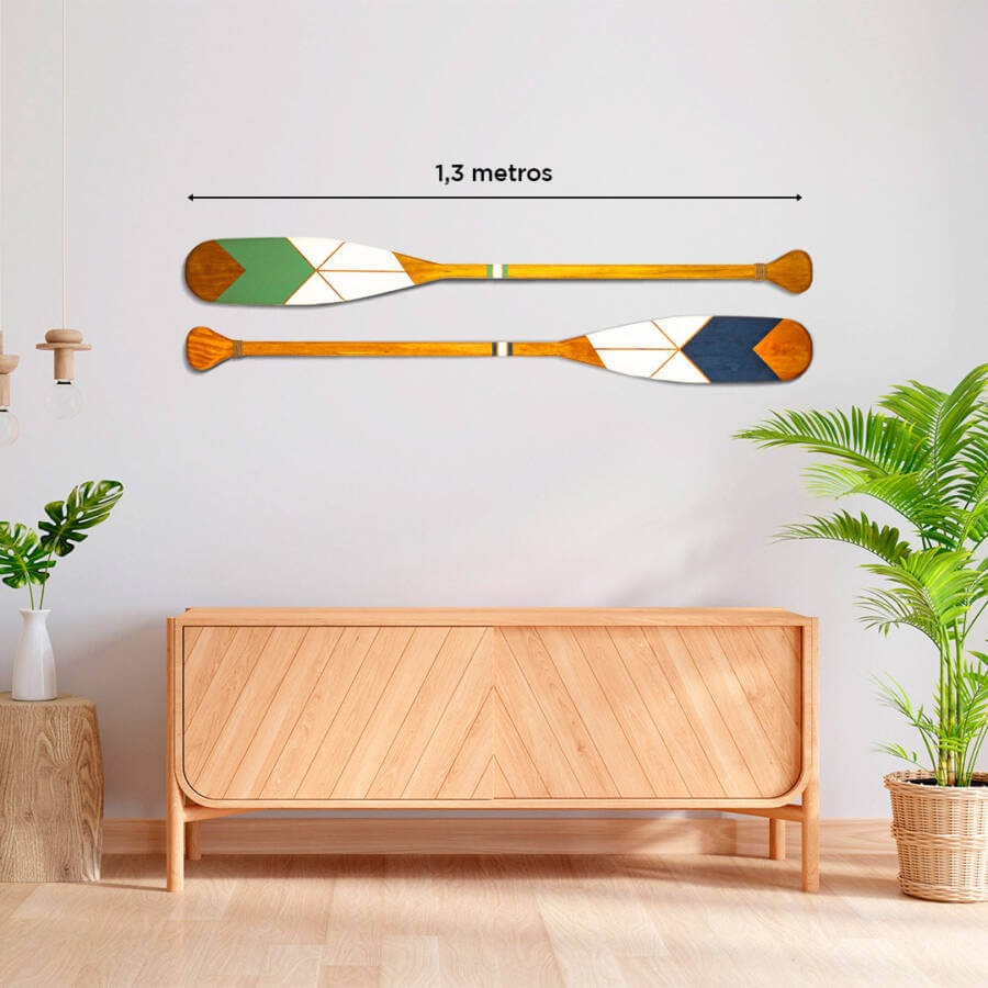 Kit 2 Remos Canadenses Decorativos Artesanais Madeira Pinturas C2 e C3