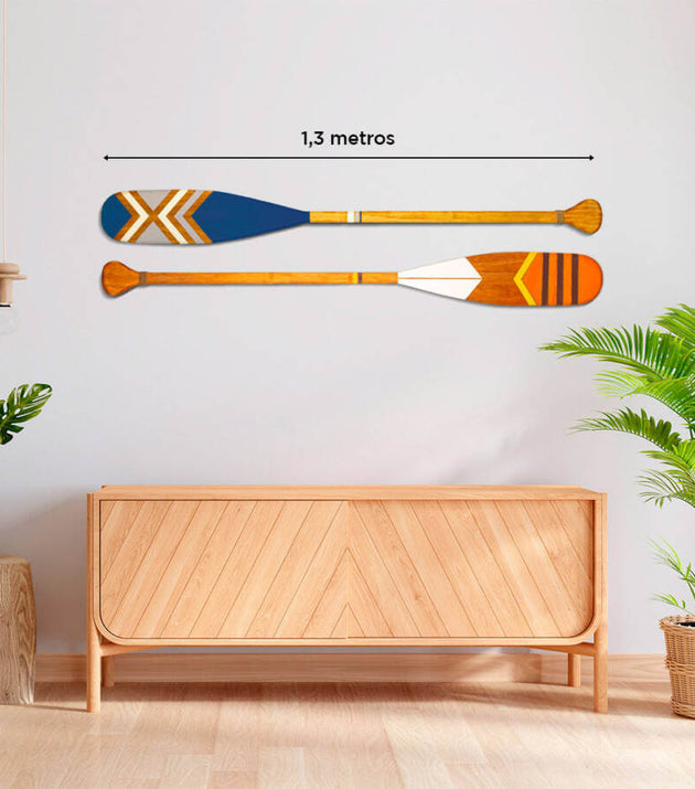 Kit 2 Remos Decorativos Canadenses Artesanais em Madeira Design C1 e C6 para Parede