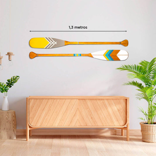 Kit 2 Remos Decorativos Canadenses Artesanais Madeira Pinturas C4 C5 Únicos