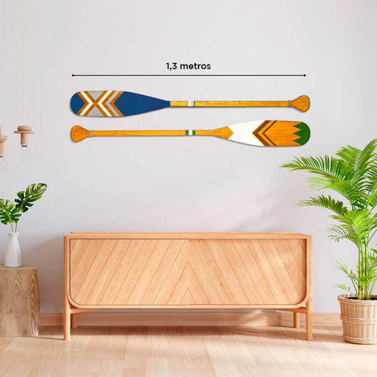 Kit 2 Remos Decorativos Canadenses Artesanais Madeira C6 C7 Estilo Náutico