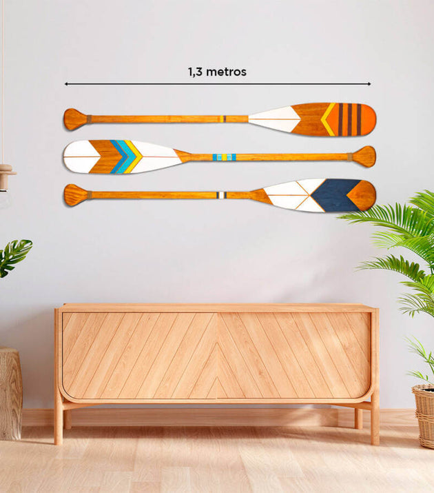 Kit 3 Remos Decorativos Canadenses Artesanais de Madeira C1, C2, C4 para Parede