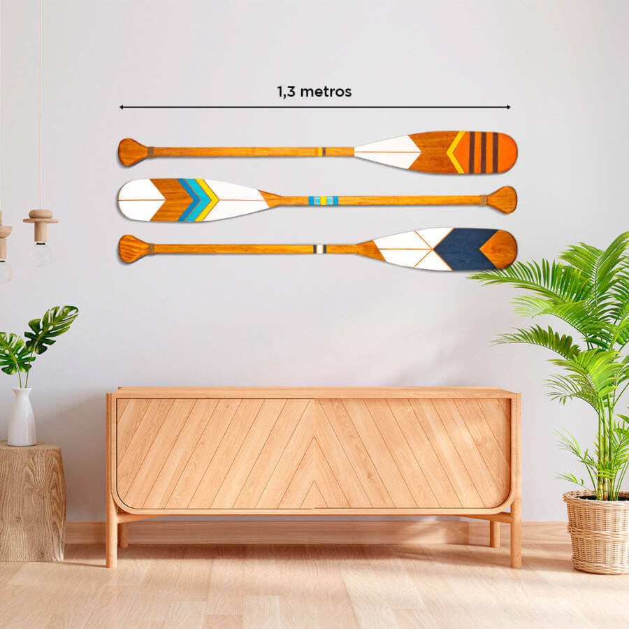 Kit 3 Remos Decorativos Canadenses Artesanais de Madeira C1, C2, C4 para Parede