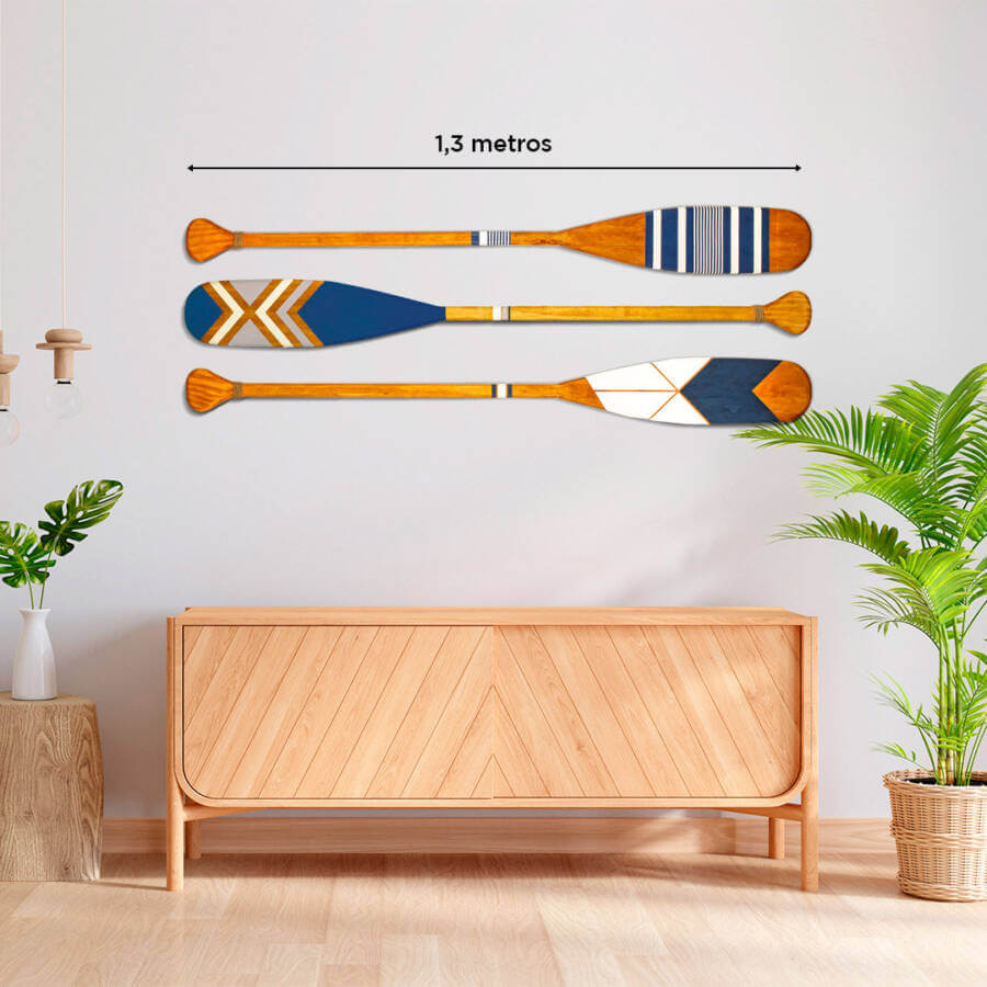 Kit 3 Remos Decorativos Canadenses Artesanais Madeira - Estilo Rústico Moderno Parede