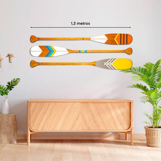 Kit 3 Remos Decorativos Canadenses Artesanais Madeira Pinturas C1, C4, C5