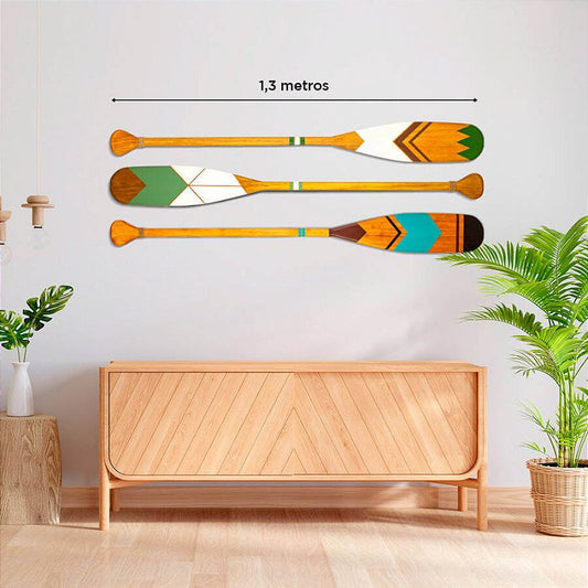 Kit 3 Remos Decorativos Canadenses Artesanais Madeira: C3, C7, C9 - Estilo Náutico