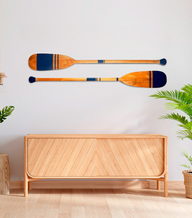 Kit 2 Remos Decorativos Tribais Artesanais Madeira Casa Tukã - Arte na Parede