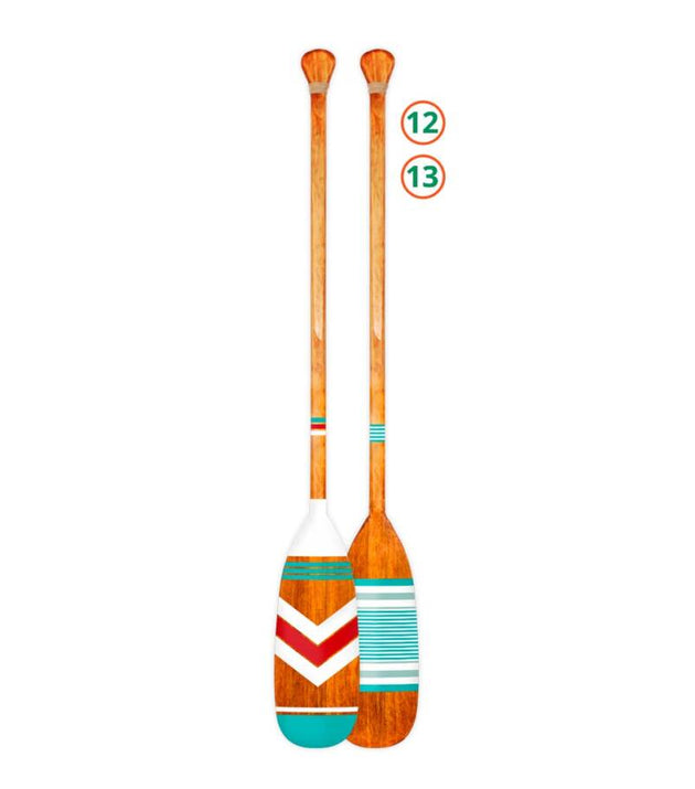 Kit 2 Remos Decorativos Tribais Artesanais em Madeira: Design Étnico para Casa