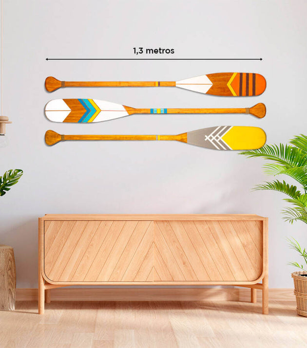 Kit 3 Remos Decorativos Canadenses Artesanais Madeira Pinturas C1, C4, C5