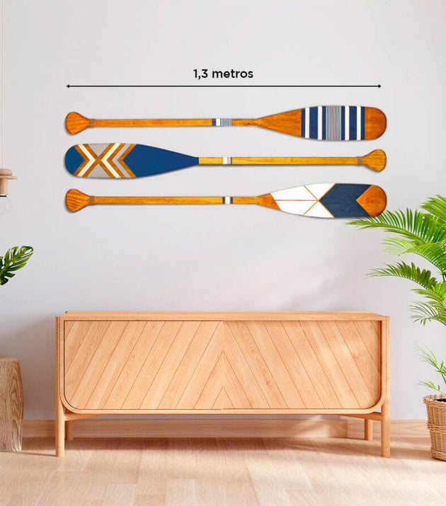 Kit 3 Remos Decorativos Canadenses Artesanais Madeira - Estilo Rústico Moderno Parede