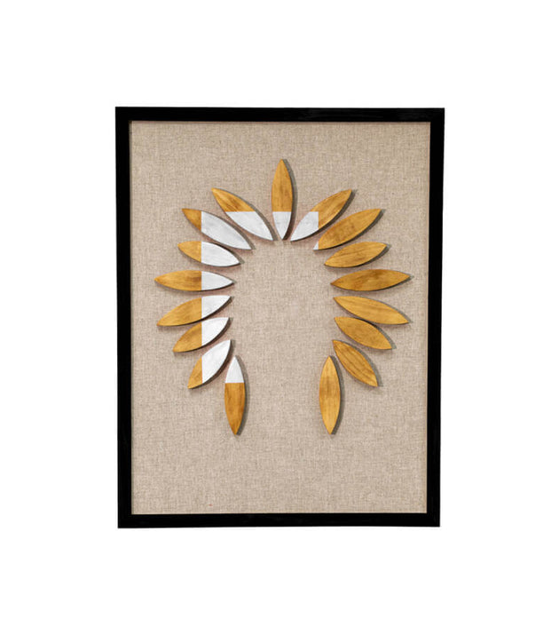 Quadro Mosaico Lenda Indígena Artesanal Madeira 80x62cm Decorativo Único Parede