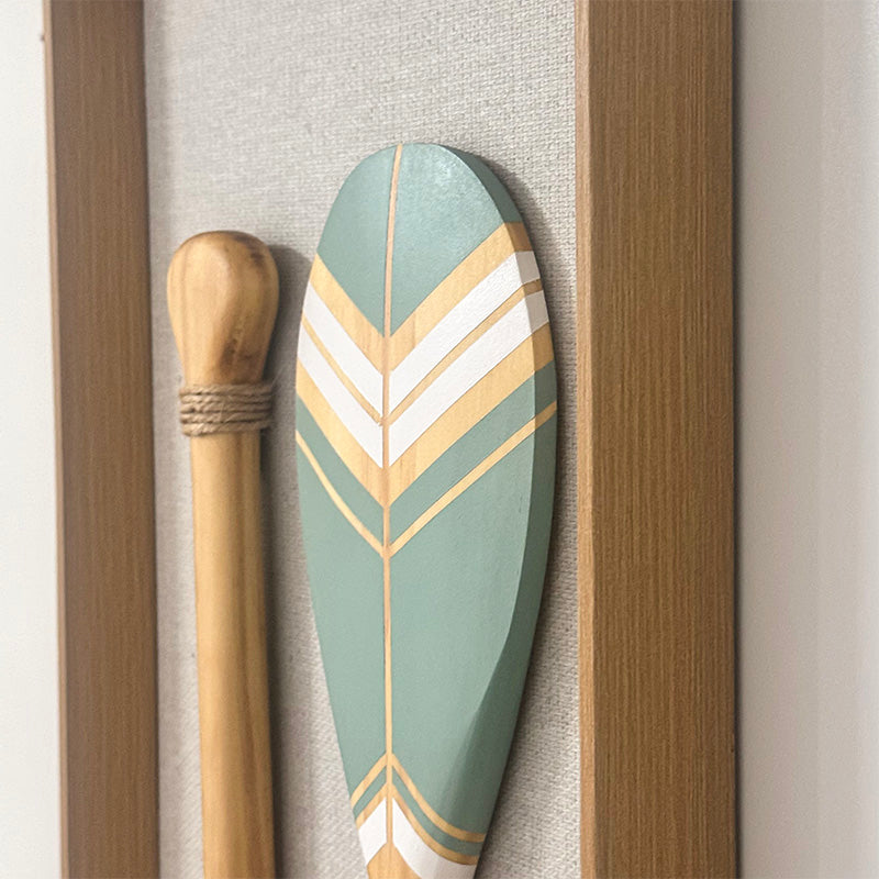 Quadro Decorativo Artesanal Remos Kopacê Verde Trilha Moldura Pirâmide 70x30cm