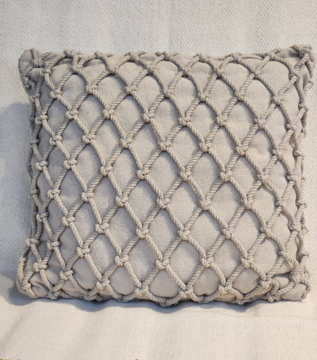 Capa de Almofa Macramê Com Corda 45x45