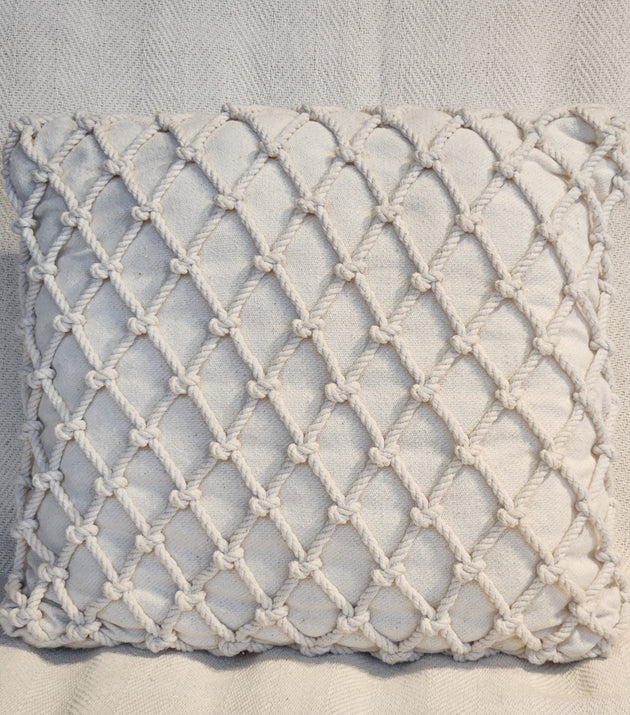 Capa de Almofa Macramê Com Corda 45x45