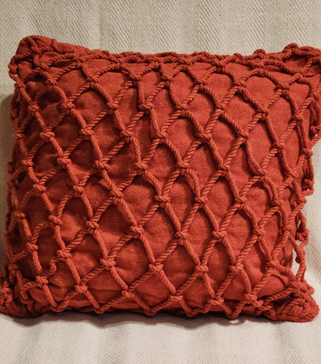 Capa de Almofa Macramê Com Corda 45x45