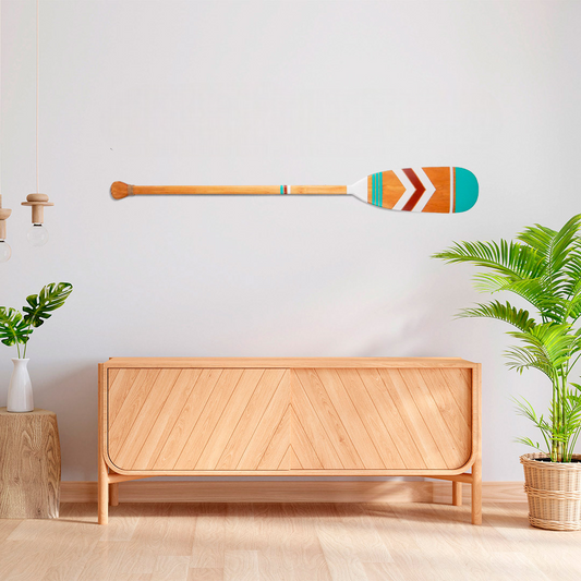 Remo Decorativo Artesanal Tribal Madeira Natural Pintura 13 para Parede Casa Tukã