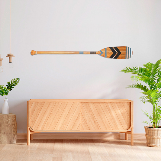 Remo Decorativo Tribal Artesanal de Madeira Natural para Parede - Pintura Exclusiva