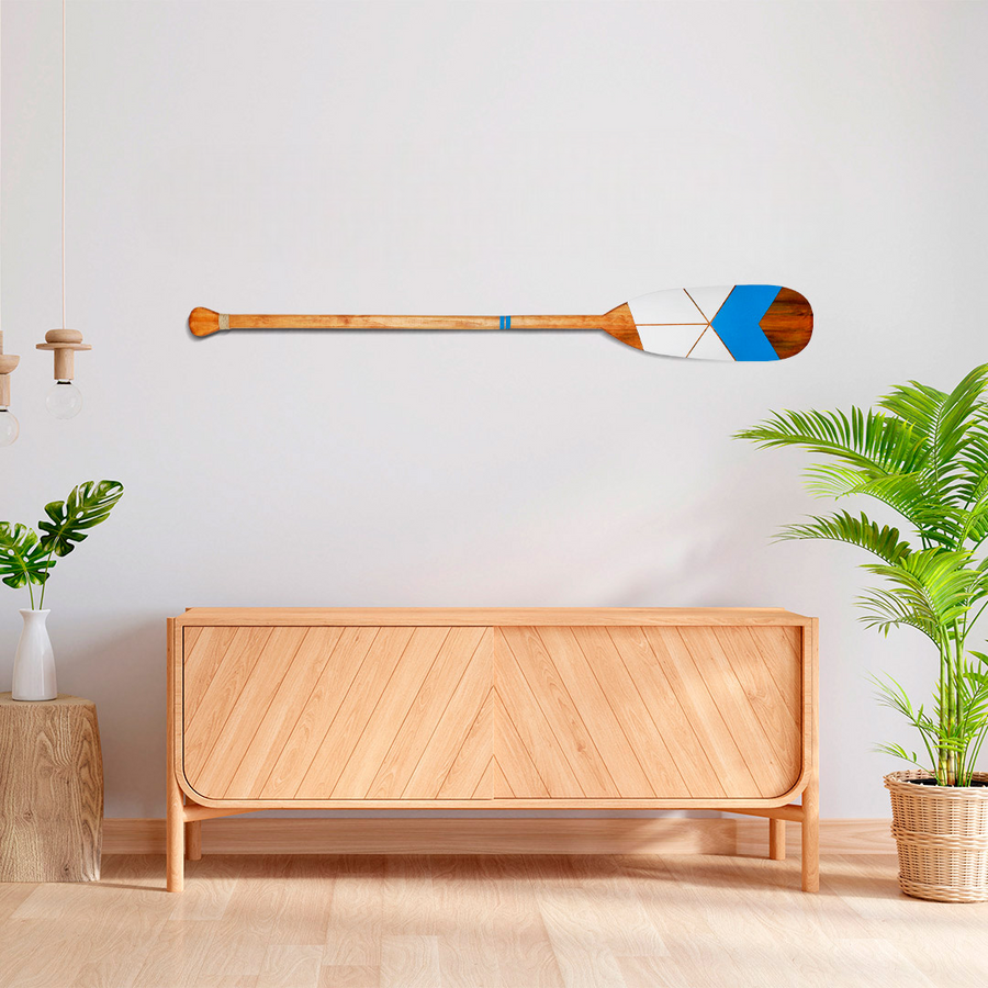 Remo Decorativo Artesanal Tribal em Madeira Natural, Pintura Exclusiva para Parede